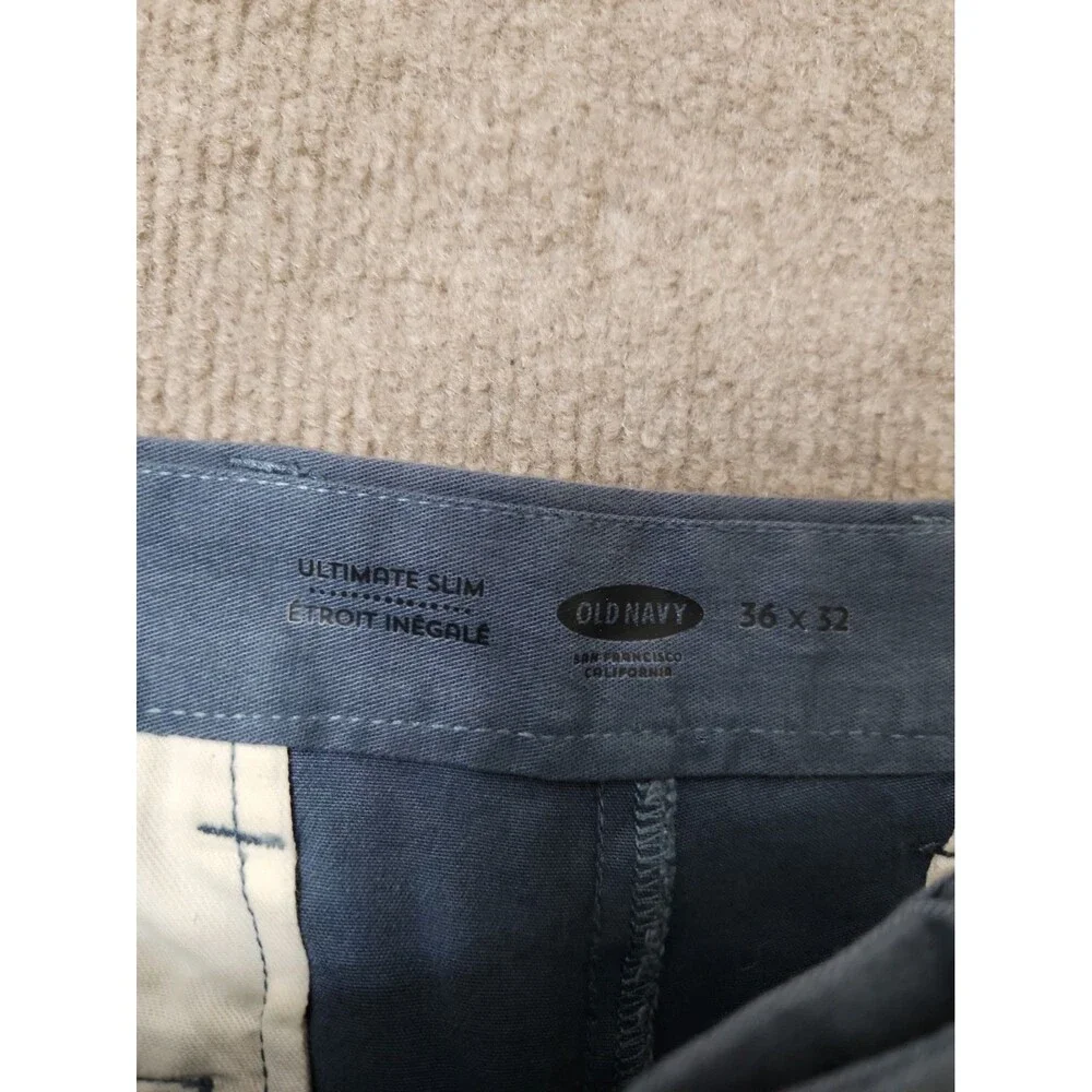 Old Navy Ultimate Slim Chino Pants Mens 36x32 Blue Stretch NEW